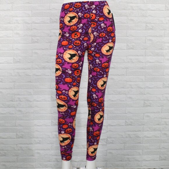 LOVELY BOUTIQUE Leggings Wicked Witches Halloween Holiday Colorful One Size - Picture 1 of 10